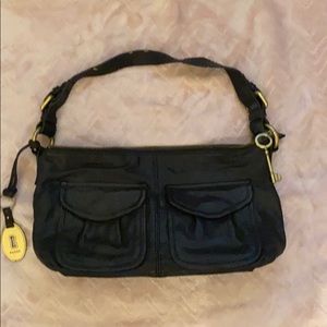 Black leather Fossil handbag